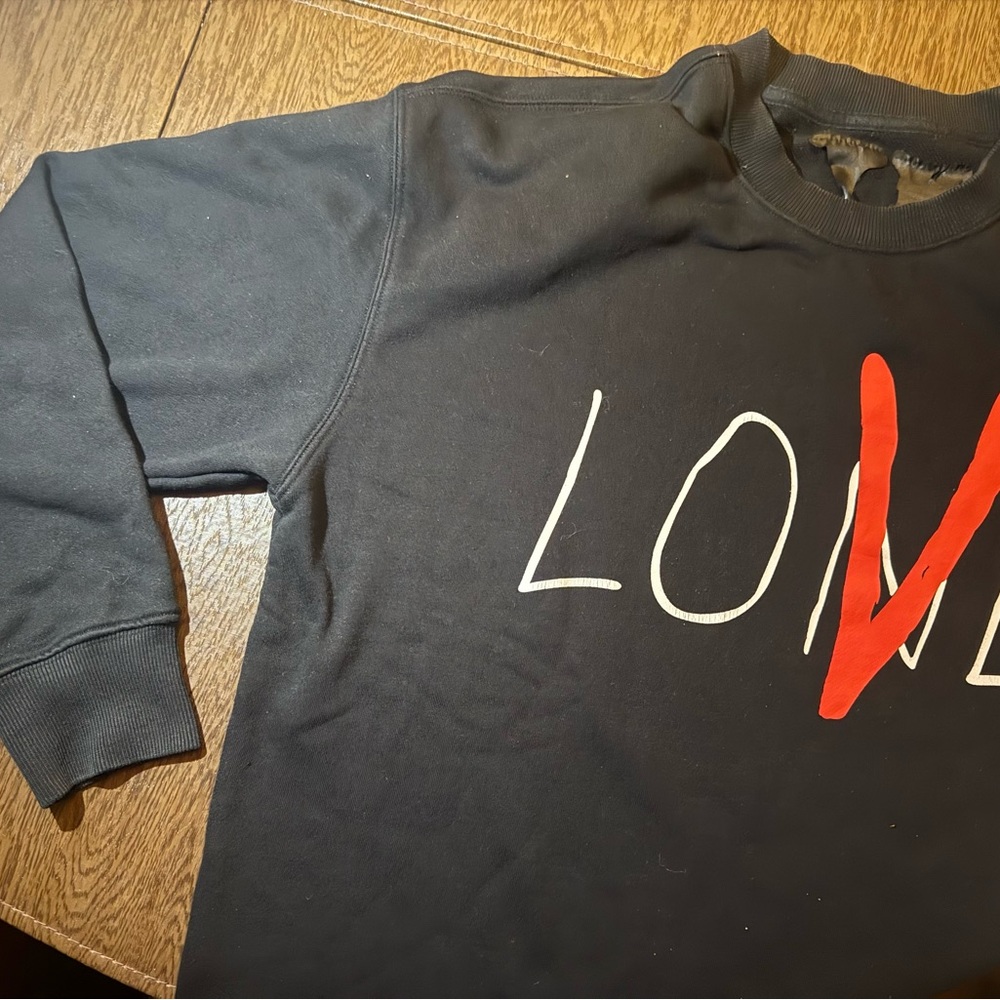 VLONE Black Sweatshirt with Red LOVE Design Logo